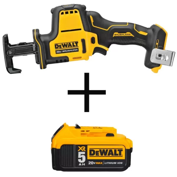 DEWALT ATOMIC 20-Volt MAX Cordless Brushless Compact Reciprocating Saw with (1) 5.0Ah Battery