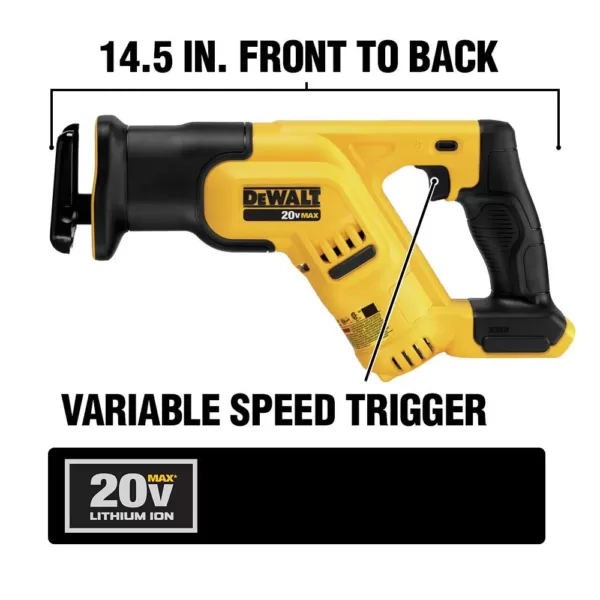 DEWALT 20-Volt MAX Cordless Compact Reciprocating Saw with (1) 20-Volt Battery 5.0Ah