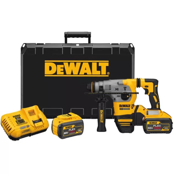 DEWALT 20-Volt MAX XR Cordless Brushless 1-1/8 in. SDS Plus L-Shape Rotary Hammer, (2) FLEXVOLT 9.0Ah Batteries & Charger