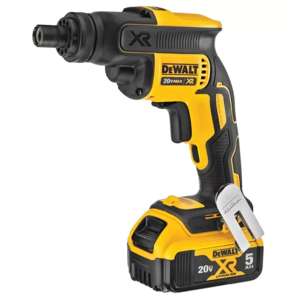 DEWALT 20-Volt MAX XR Cordless Brushless Drywall Screwgun Threaded Clutch Housing with (2) 20-Volt 5.0Ah Batteries & Charger