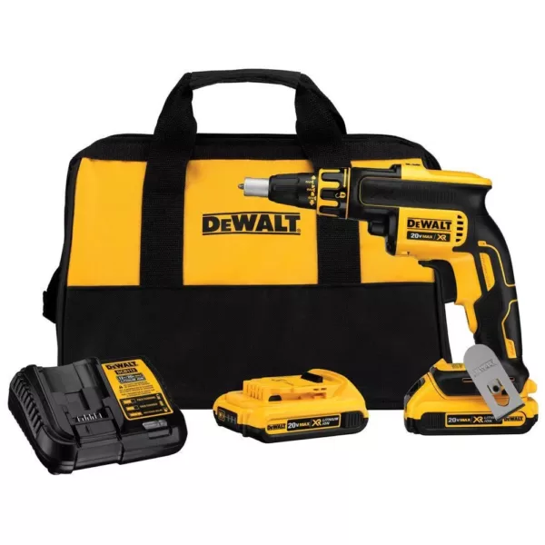 DEWALT 20-Volt MAX XR Cordless Brushless Drywall Screw Gun with (2) 20-Volt 2.0Ah Batteries & Charger