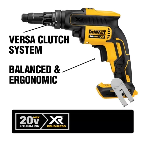 DEWALT 20-Volt MAX XR Cordless Brushless Drywall Screw Gun with Versa-Clutch Adjustable Torque (Tool-Only)