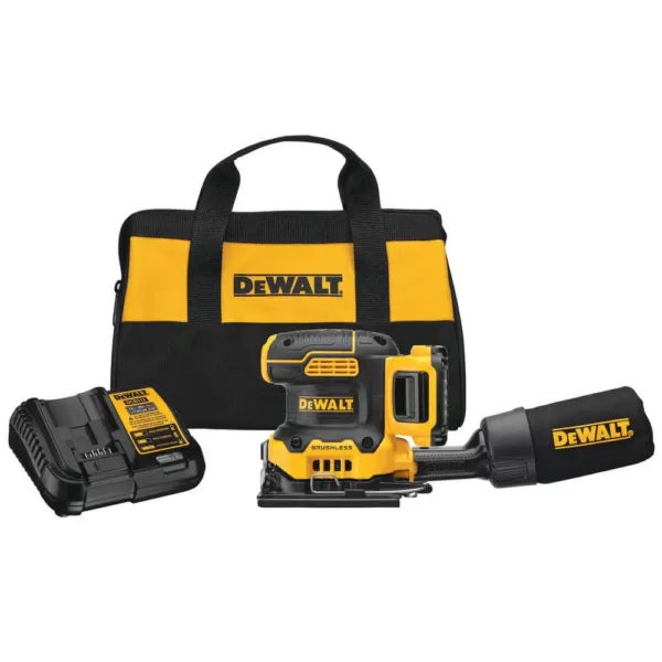 DEWALT 20-Volt MAX XR Cordless Brushless 1/4 Sheet Variable Speed Sander with (1) 20-Volt Battery 2.0Ah & Charger