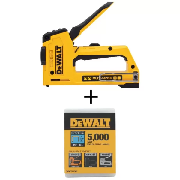 DEWALT 5-in-1 Multi-Tacker Stapler and Brad Nailer Multi-Tool with Bonus 3/8 in. Heavy Duty Staples (5000-Pack)