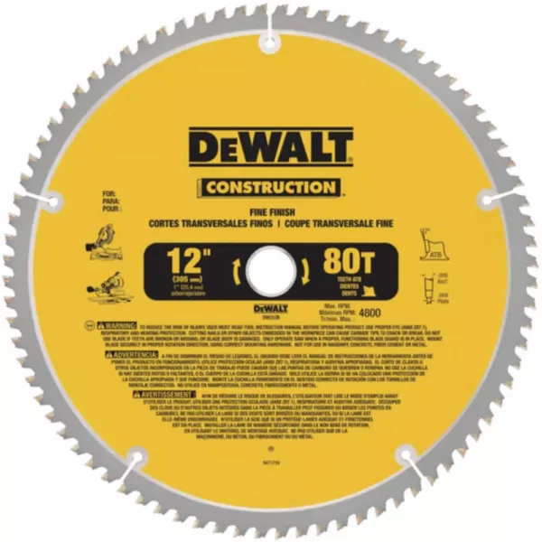 DEWALT 12 in. Miter Saw Blade 32-Teeth and 80-Teeth (2-Pack) with Bonus 12 in. Miter Saw Blade 32-Teeth and 80-Teeth (2-Pack)