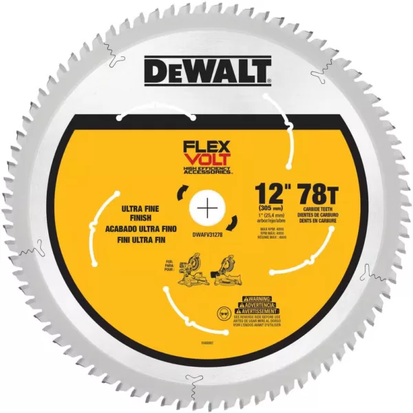 DEWALT FLEXVOLT 12 in. 78-Teeth Carbide-Tipped Miter Saw Blade