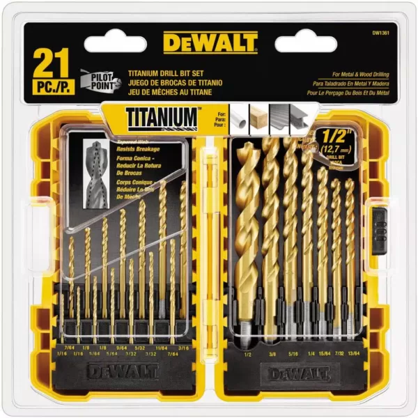 DEWALT Titanium Pilot Point Drill Bit Set (21-Piece)