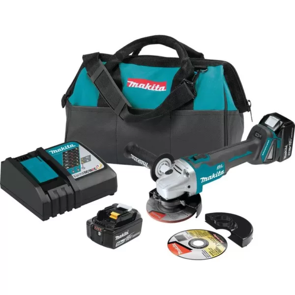 Makita 18-Volt  5.0Ah LXT Lithium-Ion Brushless Cordless 4-1/2 / 5 in. Cut-Off/Angle Grinder Kit