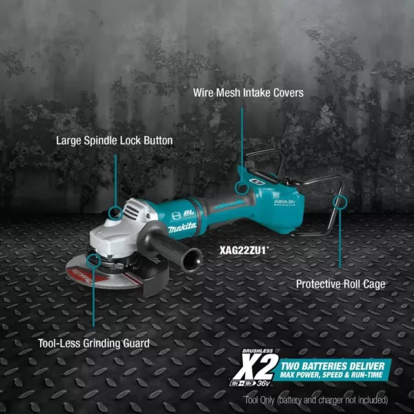 Makita 18-Volt X2 LXT Lithium-Ion 36-Volt Brushless Cordless 7 in. Cut-Off/Angle Grinder with Electric Brake and AWS Tool-Only