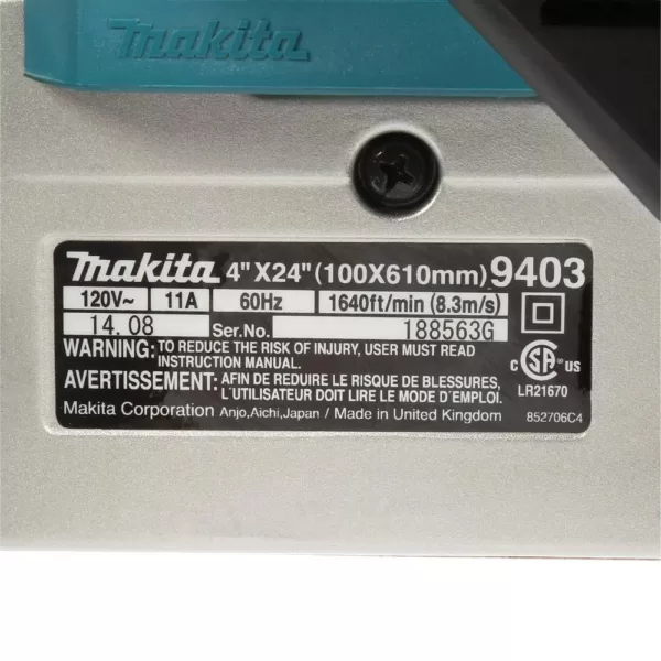 Makita 11 Amp 4 in. x 24 in. Corded Belt Sander with Abrasive Belt, 80G Belt and Dust Bag