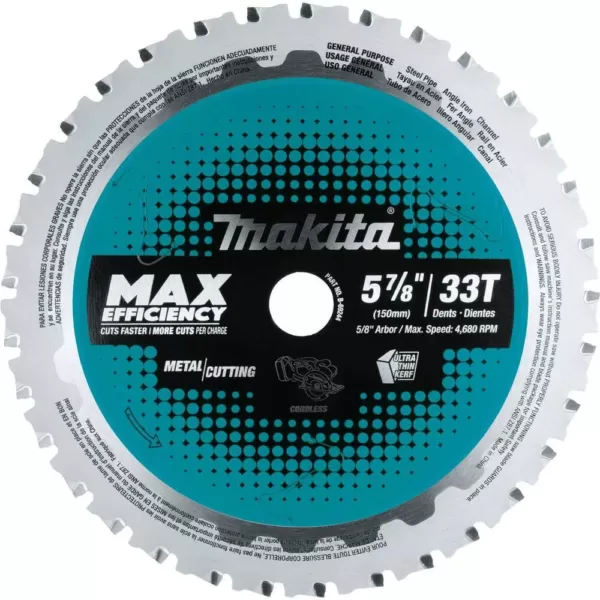 Makita 5-7/8 in. 33T Carbide-Tipped Max Efficiency Saw Blade, Metal/General Purpose