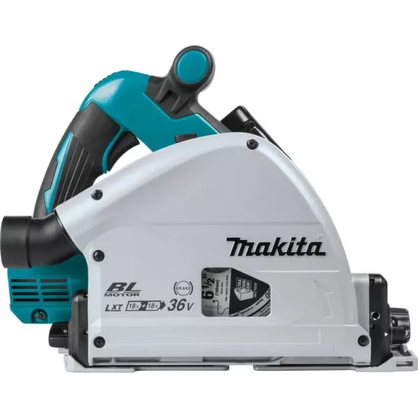 Makita 18-Volt X2 LXT Lithium-Ion (36V) Brushless 6-1/2 in. Plunge Circular Saw Kit 5.0Ah with bonus 39 in. Metal Guide Rail