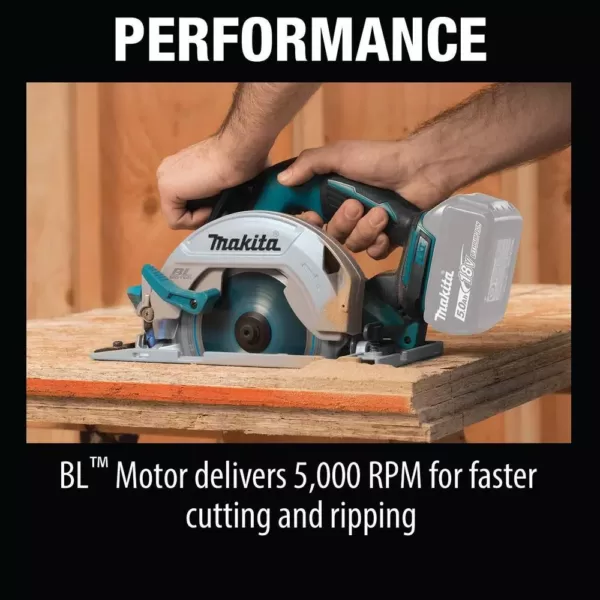 Makita 6-1/2 in. 18-Volt LXT Lithium-Ion Brushless Cordless Circular Saw Tool-Only with Bonus 18-Volt LXT 5.0 Ah Battery