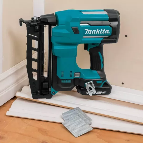 Makita 2-1/2 in. 18-Volt 16-Gauge LXT Cordless Straight Finish Nailer Kit (2.0 Ah) with Bonus 18-Volt LXT Battery Pack 2.0Ah