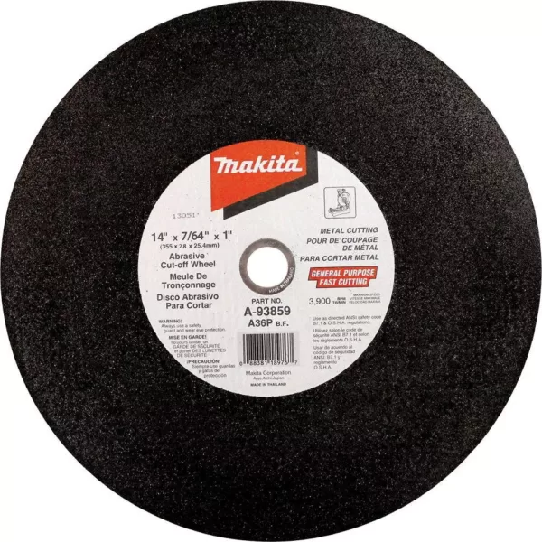 Makita 14 in. x 7/64 in. x 1 in. Cut-off Wheel (5-pack)