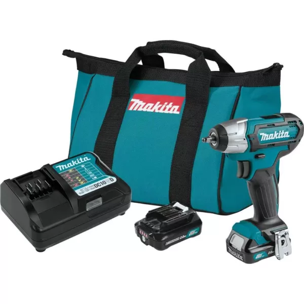 Makita 12-Volt MAX 2.0 Ah CXT Lithium-Ion Cordless 1/4 sq. in. Drive Impact Wrench Kit