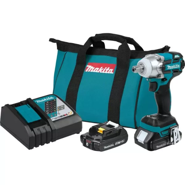 Makita 18-Volt LXT Lithium-Ion Compact Brushless Cordless 1/2 in. 3-Speed Impact Wrench Kit, 2.0Ah