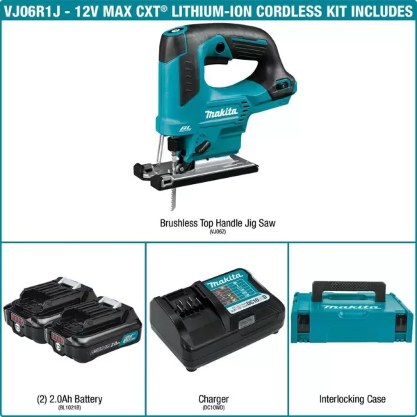 Makita 12-Volt Max CXT Lithium-Ion Brushless Cordless Top Handle Jig Saw Kit (2.0Ah)