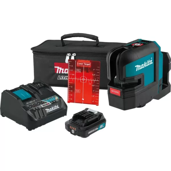 Makita 12-Volt MAX CXT Self-Leveling Cross-Line Red Laser Kit (2.0 Ah)