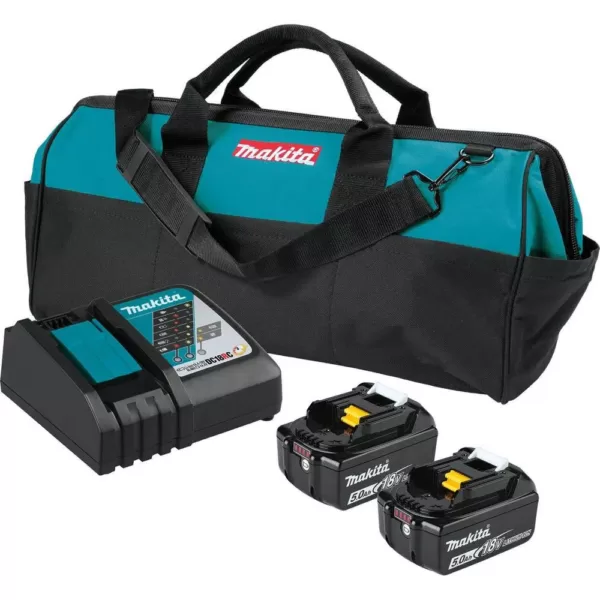 Makita 18V LXT Sub-Compact Brushless Impact Driver, 6-1/2 in. Circ Saw and Recip Saw with bonus 18V LXT Starter Pack (5.0Ah)