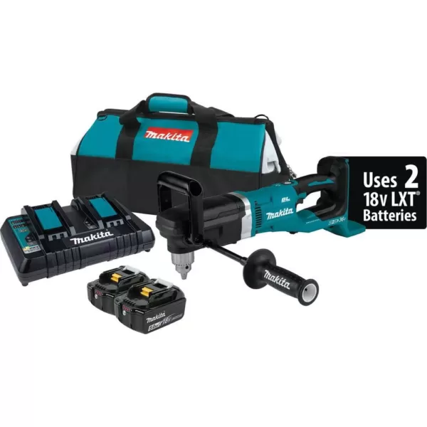 Makita 18-Volt X2 (36-Volt) 5.0 Ah LXT Lithium-Ion Brushless Cordless 1/2 in. Right Angle Drill Kit