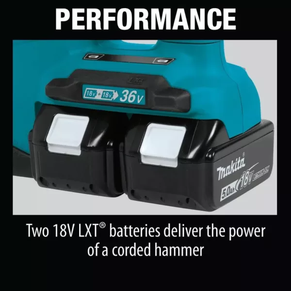 Makita 18-Volt X2 LXT Li-Ion (36-Volt) 1 in. Cordless SDS-Plus Concrete/Masonry Rotary Hammer Drill with (2) Batteries 5.0Ah