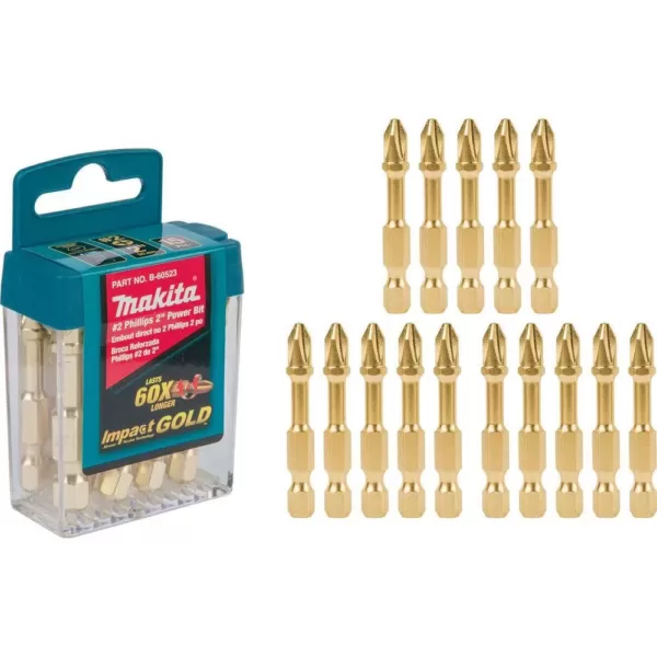 Makita Impact GOLD #2 2 in. Phillips Power Bit (15 Per Pack)