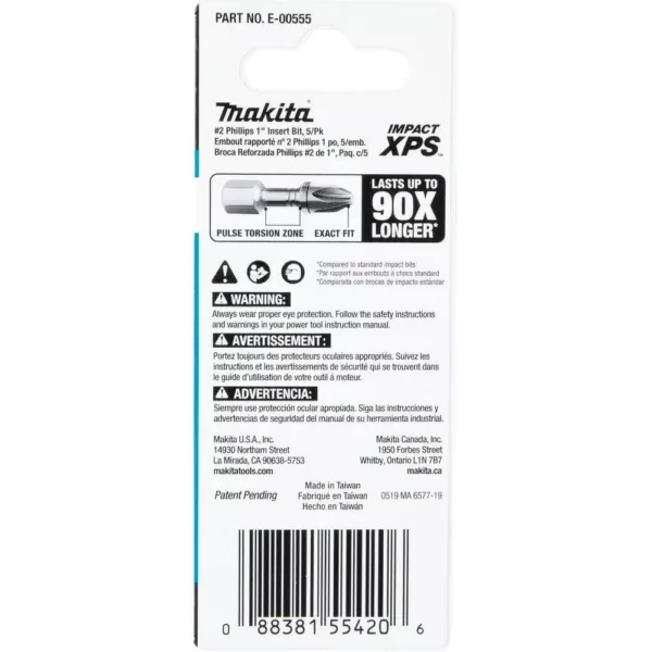 Makita IMPACT XPS #2 Phillips 1 in. Insert Bit (5-Pack)