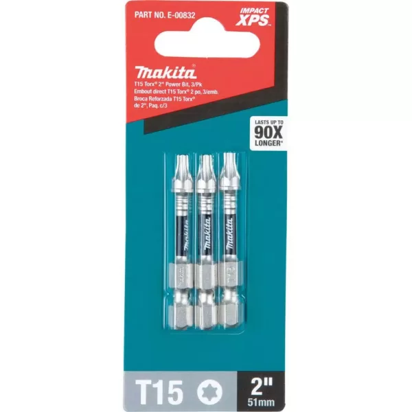 Makita IMPACT XPS T15 Torx 2 in. Power Bit (3-Pack)