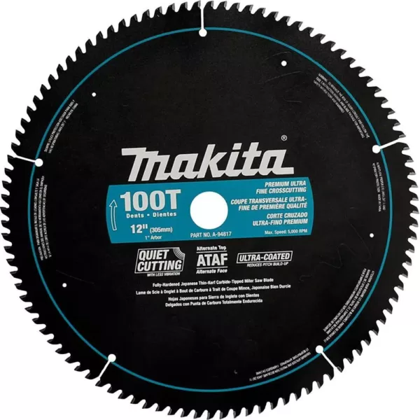 Makita 12 in. x 1 in. Ultra-Coated 100-Teeth Miter Saw Blade