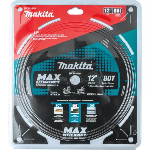 Makita 12 in. 80T Carbide-Tipped Max Efficiency Miter Saw Blade