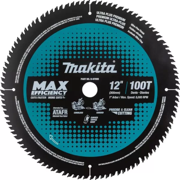 Makita 12 in. 100T Carbide-Tipped Max Efficiency Miter Saw Blade