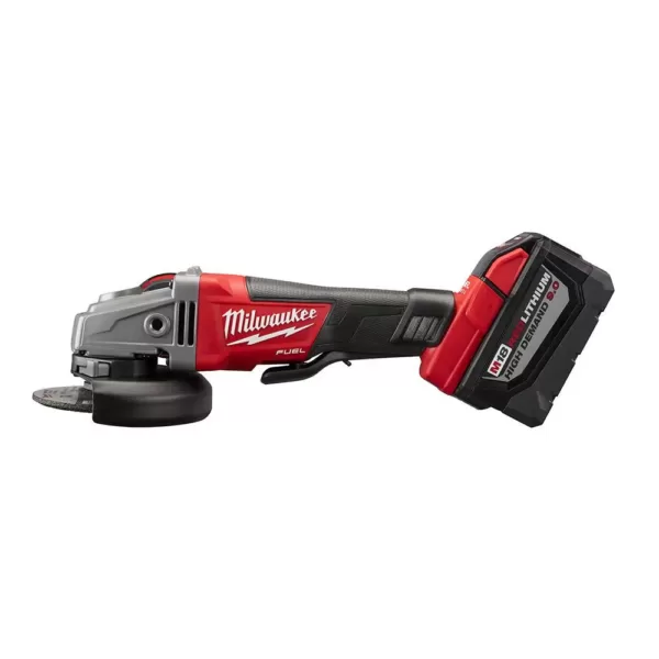 Milwaukee M18 FUEL 18-Volt Lithium-Ion Brushless Cordless 4-1/2 in./5 in. Grinder, Paddle Switch No-Lock Kit W/(2) 9.0Ah Batteries