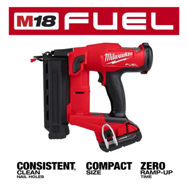 Milwaukee M18 FUEL 18-Volt 18-Gauge Lithium-Ion Brushless Cordless Gen II Brad Nailer and Tinted Performance Safety Glasses