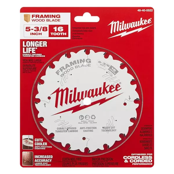 Milwaukee 5-3/8 in. x 16-Tooth Framing Circular Saw Blade