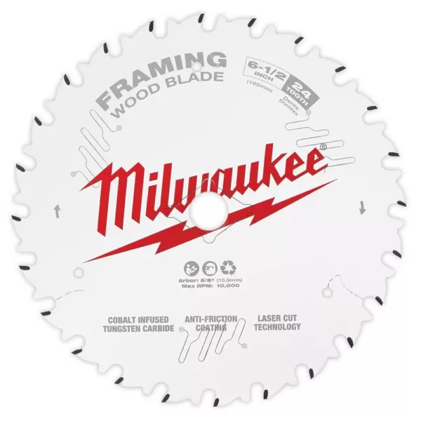 Milwaukee 6-1/2 in. x 24-Tooth Framing Circular Saw Blade