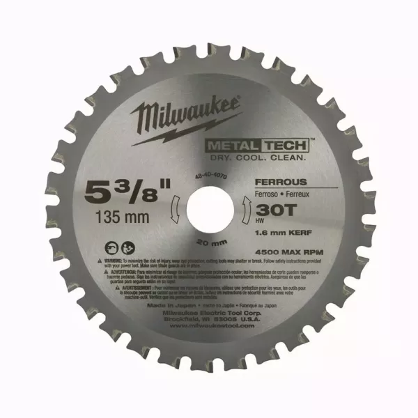 Milwaukee 5-3/8 in. x 30 Teeth Ferrous and 5-3/8 in. x 50 Teeth Non-Ferrous Metal Cutting Circular Saw Blade Set (2-Pack)