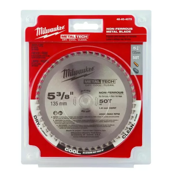 Milwaukee 5-3/8 in. x 30 Teeth Ferrous and 5-3/8 in. x 50 Teeth Non-Ferrous Metal Cutting Circular Saw Blade Set (2-Pack)