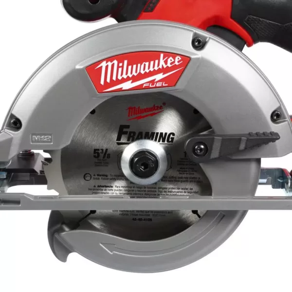 Milwaukee M12 FUEL 12-Volt Lithium-Ion Brushless Cordless 5-3/8 in. Circular Saw Kit with (1) 4.0Ah Battery, Charger, Tool Bag