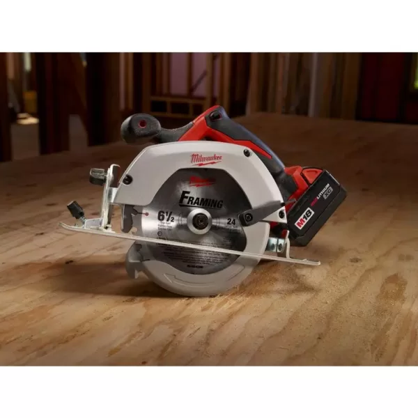 Milwaukee M18 18-Volt Lithium-Ion 6-1/2 in. Cordless Circular Saw Kit with Two 3.0 Ah Batteries, 24T Saw Blade, Charger, Tool Bag