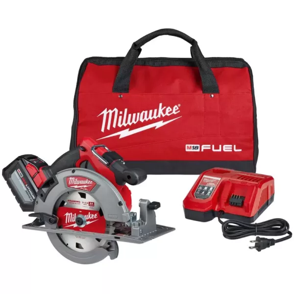 Milwaukee M18 FUEL 18-Volt Lithium-Ion Brushless Cordless 7-1/4 in. Circular Saw Kit with One 12.0Ah Battery, Charger, Tool Bag