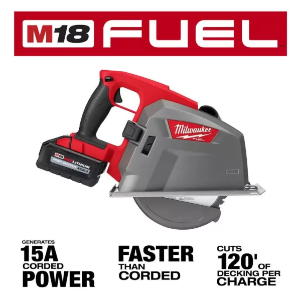 Milwaukee M18 FUEL 18-Volt 8 in. Lithium-Ion Brushless Cordless Metal Cutting Circular Saw Kit with 8.0 Ah Battery, Rapid Charger