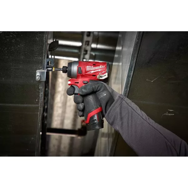 Milwaukee M12 FUEL 12-Volt Lithium-Ion Brushless Cordless 1/2 in. Ratchet & 1/4 in. Impact Combo with (1) 2.0Ah Battery & Charger