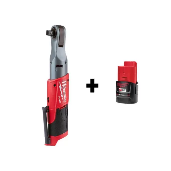 Milwaukee M12 FUEL 12-Volt Lithium-Ion Brushless Cordless 1/2 in. Ratchet with M12 2.0Ah Battery