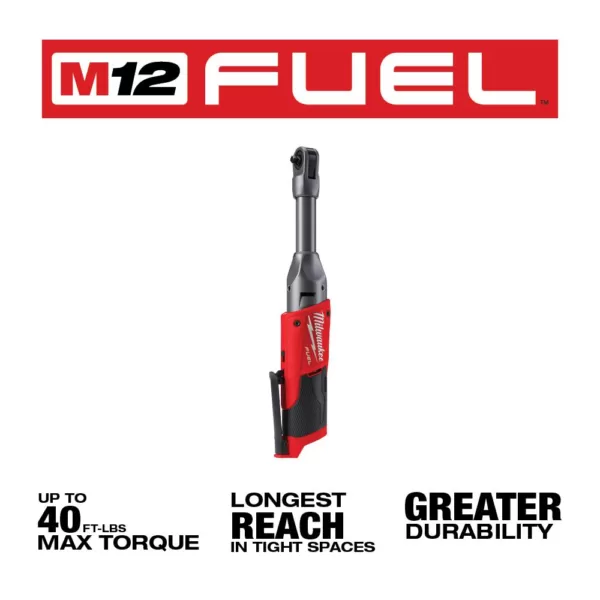 Milwaukee M12 FUEL 12-Volt Lithium-Ion Brushless Cordless 1/4 in. Extended Reach Ratchet (Tool-Only)