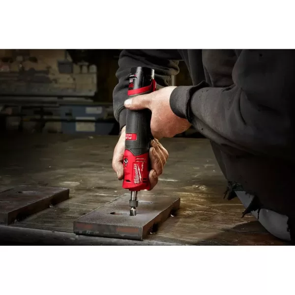 Milwaukee M12 FUEL 12-Volt Lithium-Ion Brushless Cordless 1/4 in. Straight Die Grinder Kit with Two 2.0 Ah Batteries