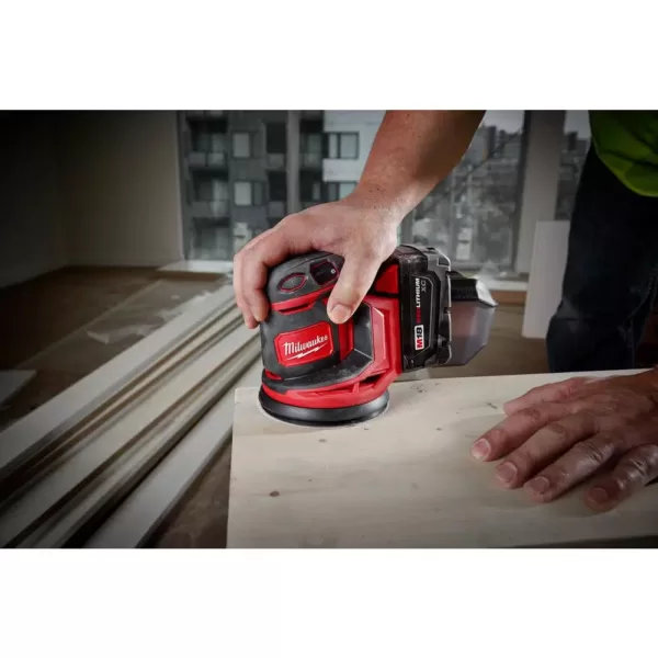 Milwaukee M18 18-Volt Lithium-Ion Cordless 5 in. Random Orbit Sander with M18 Starter Kit (1) 5.0Ah Battery and Charger