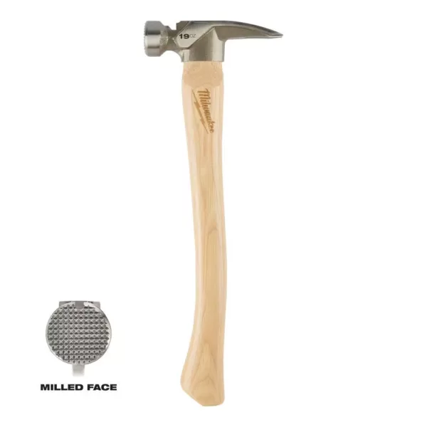 Milwaukee 19 oz. Wood Milled Face Hickory Framing Hammer