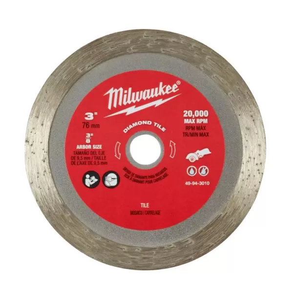 Milwaukee 3 in. Diamond Tile Blade (5-Pack)