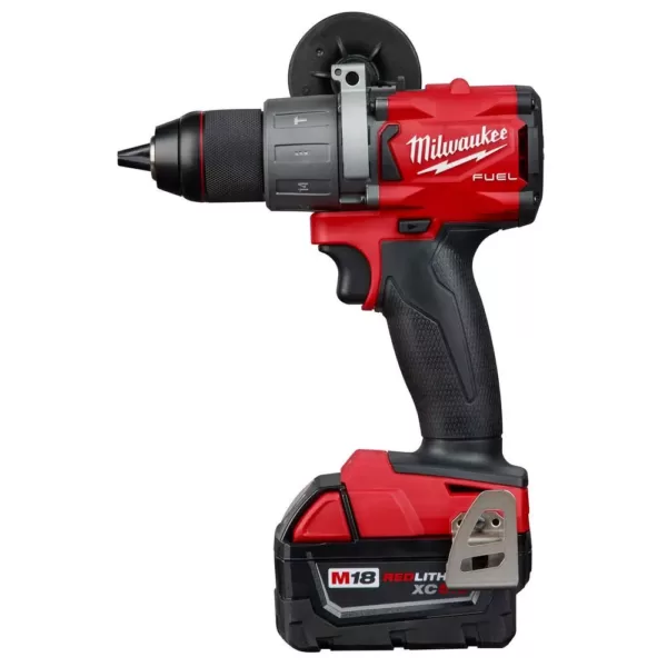 Milwaukee M18 Fuel 18-Volt Lithium-Ion Brushless Cordless 1/2 in. Hammer Drill Driver Kit with Two 5.0 Ah Batteries and Hard Case